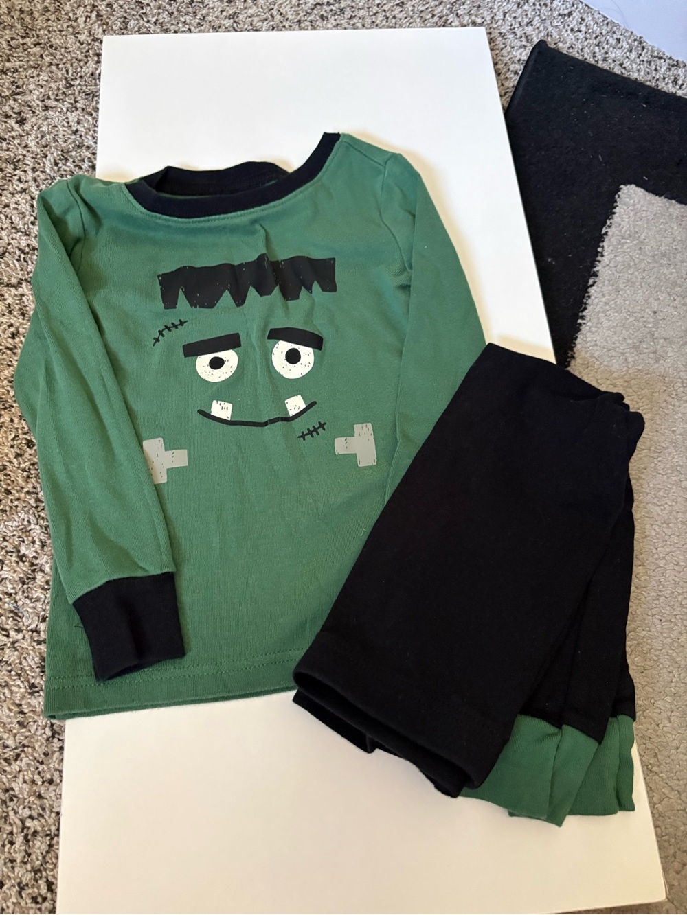 Old Navy Green Frankenstein Pajama Set with Black Trim